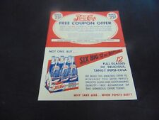 PEPSI COLA COUPON POSTCARD 1949 FREE SIX PACK 25 CENTS DOUBLE DOT for sale  Shipping to South Africa