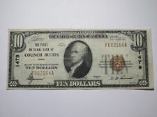 Billete de banco moneda nacional de Iowa Council Bluffs de 1929 de $10 carta #1479 en estado bastante bueno+ segunda mano  Embacar hacia Argentina