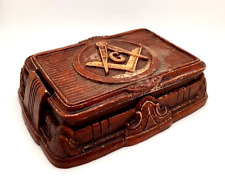Vintage ceramic or early plastic Masonic, Mason lodge keepsake box 1940s or 50s for sale  Shipping to South Africa