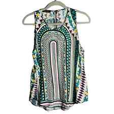 Renee C Black and Green Geometric Sleeveless Blouse Size Large for sale  Shipping to South Africa