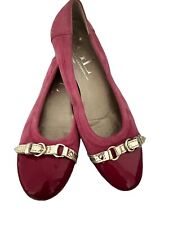 Used, AGL Leather Buckled Cap Toe Ballet Flats EU size 38-1/2 Pink Fuchsia Silver for sale  Shipping to South Africa