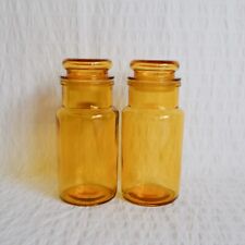 Vintage Amber Glass Storage Jars, Yellow Glass Coffee Tea Sugar Jars Retro for sale  Shipping to South Africa