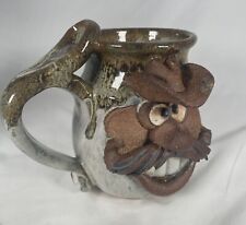Robert Eakin Face Mug Signed Mustache Big Teeth Ugly Ceramic Coffee Cowboy Hat for sale  Shipping to South Africa