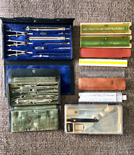 Lote de herramientas de dibujo vintage: Charvoz Set-1 kit de campo, guías de letras Wrico  segunda mano  Embacar hacia Argentina