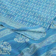 Tecido para artesanato Sari de algodão puro estampado azul Sarees vintage em bloco de mão Sanskriti comprar usado  Enviando para Brazil