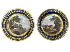 Used, Pair of antique Darte Brothers pictorial porcelain plates for sale  Shipping to South Africa