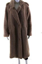 Guarda-roupa feminino nu com colarinho de botão único casaco longo de pelúcia marrom tamanho 1, usado comprar usado  Enviando para Brazil