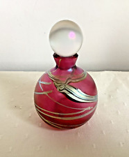 Okra Studio Glass Perfume Bottle Iridescent Pink Silver Original Sticker England for sale  Shipping to South Africa