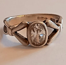 Sterling Silver Ring Sparkly Solitaire Elegant Design Shoulders 925 Stamp UK L.5 for sale  Shipping to South Africa