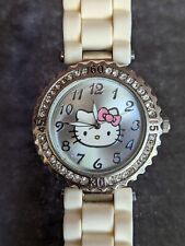 Usado, Reloj Hello Kitty para mujer bisel de estrás en tono plateado correa de silicona blanca Sanrio  segunda mano  Embacar hacia Argentina