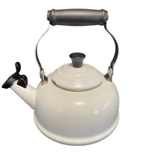Le Creuset Whistling tea kettle 1.7 quart white enamel tested 2 small chips READ for sale  Shipping to South Africa
