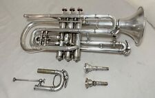 Antigua placa de plata 1905 C G Conn Elkhart corneta trompeta instrumento de viento Bach segunda mano  Embacar hacia Mexico