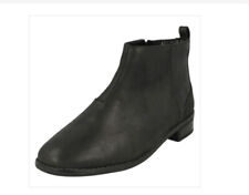 New Clarks Drew Moon Jnr Black Leather Girls Boots Size UK 5F for sale  WESTBURY