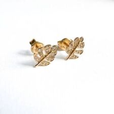 2.23 Ct Round Cut Simulated Diamond Leaf Stud Earrings 14k Yellow Gold Plated, used for sale  Shipping to South Africa