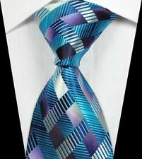 Gravata masculina Hot Classic geométrica azul roxa tecido jacquard 100% seda comprar usado  Enviando para Brazil