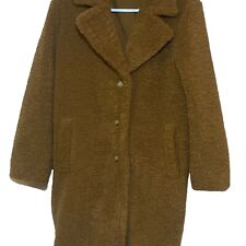 Ann Taylor LOFT Fleece Teddy Faux Sherpa Zip Front Coat Brown Petite Medium for sale  Shipping to South Africa