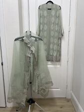 Mint Green Chiffon 3 Piece Indian Pakistani Outfit Baroque for sale  Shipping to South Africa