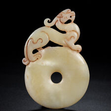 60g China Hand Carved natural white Hetian Jade Dragon Statue amulet Pendant  for sale  Shipping to Canada