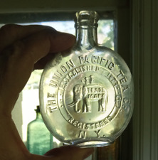 THE UNION PACIFIC TEA CO EST.1873 EMB ELEPHANT PUMPKINSEED FLASK HAND BLOWN NICE for sale  Shipping to South Africa