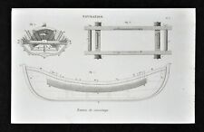 1859 Antique Maritime Print Shipbuilding Dinghy Row Boat Design Plan Navigation, used for sale  Fairview