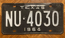TEXAS License Plate 1964 NU 4030 vintage for sale  Allen