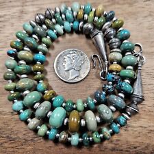 Sterling NAVAJO PEARL Graduated Turquoise Bench Beads Necklace VTG Silver 19" for sale  Shipping to South Africa