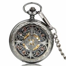 Vintage Skeleton Automatic Mechanical Pocket Watch Roman Numerals Dial Steampunk for sale  Portsmouth