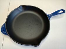 Used, Le Creuset Cast Iron Blue Enamel Round Skillet # 26 Double Pour Spouts Pan for sale  Shipping to South Africa