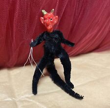 Vintage German Black Chenille Devil/Krampus W/Red Head Gold Horns for sale  Shipping to South Africa