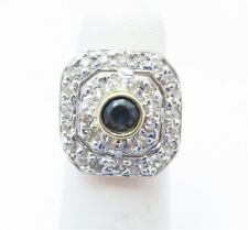 Anel halo duplo vintage ouro 12k e 18k vários tons safira e diamante ~1/2 CTW comprar usado  Enviando para Brazil