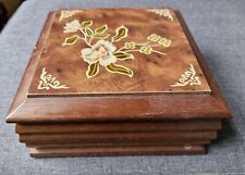 Mele Wooden Chest Style Jewellery Box Handpainted Floral Oriental Design Vintage for sale  Shipping to South Africa