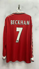 Beckham #7 Manchester United 1998/1999 Long Sleeve Home jersey XL for sale  Shipping to South Africa