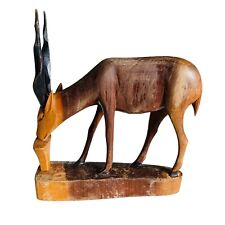 Vintage Hand Carved Wooden Antelope Gazelle Deer Africa Animal Wood Figure 8" for sale  Shipping to South Africa