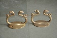 2 Pc Old Brass Handcrafted Engraved Lion & Peacock Crafted Door Handles  for sale  Shipping to South Africa