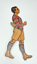 1900 Figura antigua de madera articulada de jugador de fútbol americano litografía figura juguete segunda mano  Embacar hacia Argentina