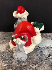 "Sombrero de Navidad de Santa pintado a mano de cerámica con ratones 7""" segunda mano  Embacar hacia Argentina