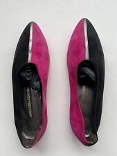 ANNE KLEIN COUTURE SHOES SUEDE PINK BLACK BALLET FLAT 80'S VINTAGE Anne Klein for sale  Shipping to South Africa