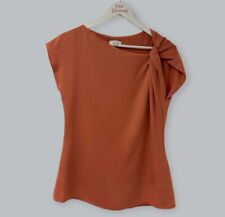 REISS Trinny Peach Twist Neck Cut Away Asymmetric Top UK 10 EU 38 US 6 for sale  Shipping to South Africa