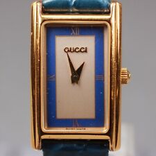 ◆Exc+5◆ Vintage Gucci 2600L Relógio Feminino de Couro Azul Banhado a Ouro QZ Do Japão comprar usado  Enviando para Brazil