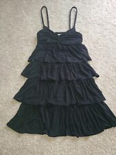 Mini vestido J.Crew preto malha elástica com babados camada alça espaguete em camadas tamanho P comprar usado  Enviando para Brazil