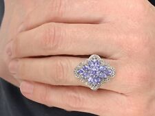 Silver Fine Large Tanzanite And Diamond Cluster Ring￼ 4 Grams for sale  Shipping to South Africa