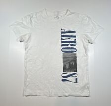 Camiseta masculina Aeropostale XS branca estampa gráfica azul logotipo vertical algodão, usado comprar usado  Enviando para Brazil
