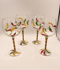 Conjunto de 4 taças de vinho pintadas à mão pimenta 8 1/2" de altura comprar usado  Enviando para Brazil