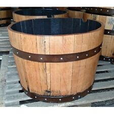 GRANDE in rovere massello riciclato IN LEGNO META 'Whisky Barrel FIORIERA DECORAZIONE GIARDINO usato  Spedire a Italy