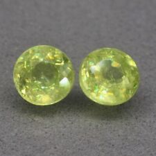 Pair 2pcs/1.25ct t.w 5mm Round Natural Yellowish Green Sphene, High Luster for sale  Shipping to South Africa