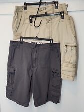 Lote de 3 shorts cargo Iron Co tecido bege e cinza escuro com zíper gancho laço masculino tamanho 36 comprar usado  Enviando para Brazil