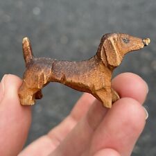 Vintage Hand Carved Folk Art Dachshund Dog Figure Figurine Wooden Sculpture for sale  Shipping to South Africa