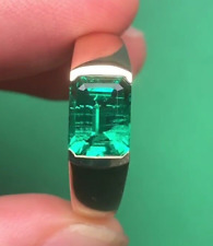 Green Emerald Gemstone With 925 Sterling Silver Men's Ring Men's Jewlery for sale  Shipping to South Africa