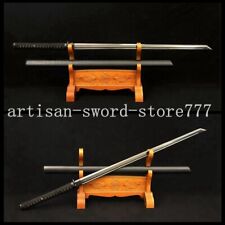Japanese Black Blade Ninja Sword1060 high Carbon steel Kiriha Zukuri Blade Sharp for sale  Shipping to South Africa