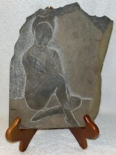 Placa artística de piedra tallada de colección desnuda mujer pensando firmada por Jody Wright segunda mano  Embacar hacia Argentina